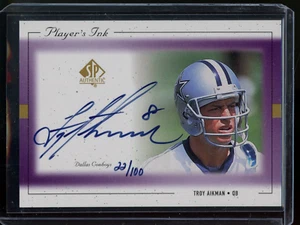 1999 SP AUTHENTIC PLAYER'S INK LEVEL 2 PURPLE TROY AIKMAN #'d /100 - Picture 1 of 2
