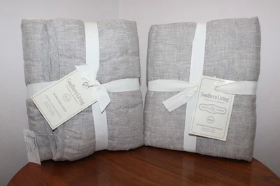 SOUTHERN LIVING HEIRLOOM LINEN PILLOW SHAM SET OF 2 QUILTED GRAY STANDARD SIZE - Image 1 of 4