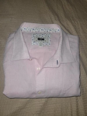 Joseph Abboud Linen Polyester Blend Solid Pink Long Sleeve Dress Shirt 3XLT  - Image 1 of 4
