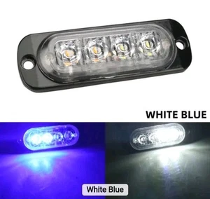 4 LED BLUE WHITE Strobe Light Bar Car Truck SUV Flashing Warning Hazard Beacon - Picture 1 of 8