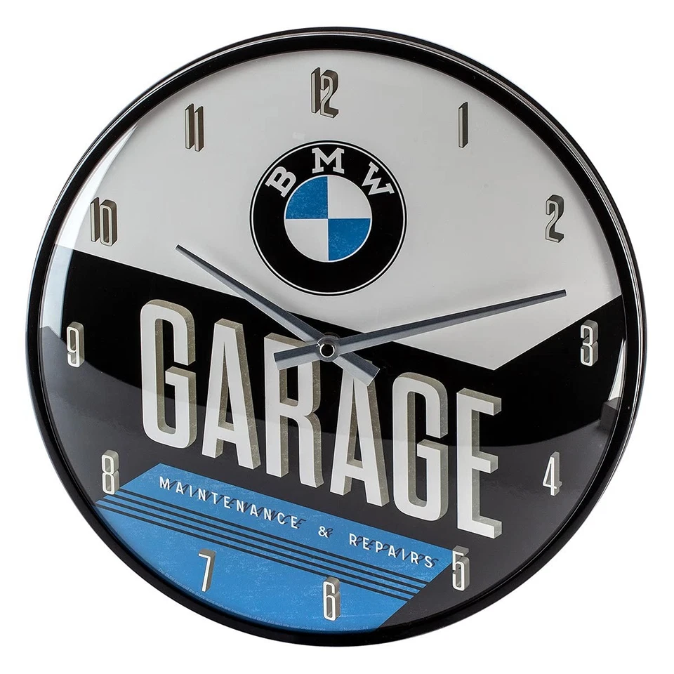 Nostalgic-Art - Retro Wall Kitchen Clock Ø 12" Analog Battery - BMW Garage