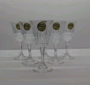 Set of 6 Vintage Cristal d'Arques Longchamp 4,5 CL Lead Crystal Wine Glasses - Picture 1 of 5