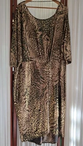 Damen 3X Gepard Leopardenmuster Gold Lahm Chiffon Midikleid Newport News - Bild 1 von 7