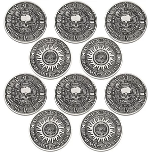 Misdary 10 Pcs Memento Mori Coin Memento Vivere Reminder Token Metal Skull Ch... - Picture 1 of 6