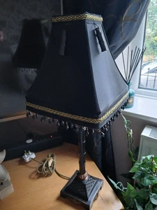 VINTAGE DESIGN TABLE LAMP WITH BLACK FULLY LINED SHADE - Picture 1 of 10