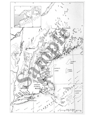 Mapa de Nueva Inglaterra 1640 - Reimpresión histórica de fotos de 8x10 de Massachusetts a Maine Foto 1 de 2