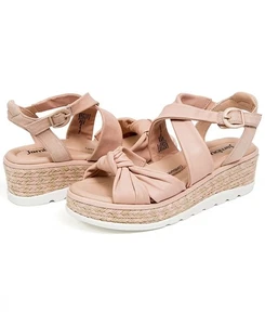 Jambu Women's Diana Wedge Leather Almond Toe Sandal Rose - Picture 1 of 7