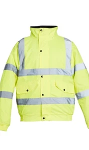 Hi Vis Waterproof Bomber Jacket Padded Full Zip Workwear Safety Work 2/3XL bnwt - Picture 1 of 3