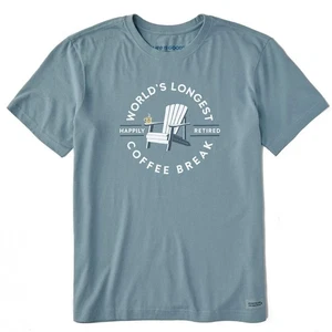 Life is Good 139137 - Men's Worlds Longest Coffee Break Short Sleeve Crusher Tee - Picture 1 of 3