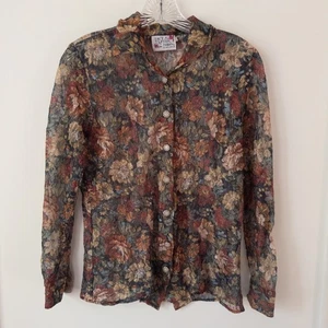 Top Floral Transparente Romántico Tarde Encaje Años 90 De Colección Para Mujer S Y2K Grunge Boho - Imagen 1 de 9