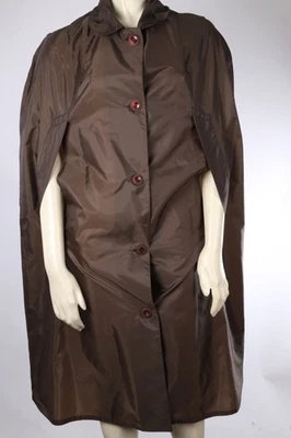 Abrigo de Lluvia Vintage Nylon Marrón Chocolate Ultra Ligero Suave Fluido Elegante Foto 1 de 4