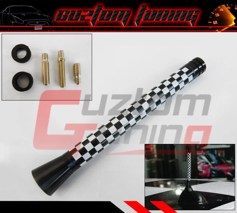 ANTENA DE RADIO CORTA PARA MINI COOPER S R55 R56 R57 COLOR BANDERA A CUADROS 5"" PULGADAS Foto 1 de 1