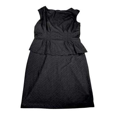 American Living Dress Womens 14 Black Jersey Jacquard Peplum Sheath Party Career - Image 1 of 4