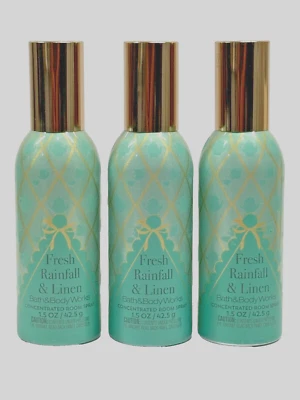 3 BATH & BODY WORKS FRAGANCIA LLUVIA FRESCA Y LINO AMBIENTADOR SPRAY HABITACIÓN 1,5 OZ Foto 1 de 3