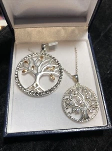 2 Tree of Life Pendants with Necklaces. One is a Prouds Jeweller Sterling Silver - Picture 1 of 24