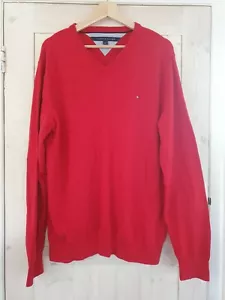 Vintage TOMMY HILFIGER Red Casual Pullover Jumper Size Mens Large - Picture 1 of 5
