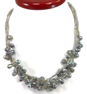 3 strands Natural LabradoriteTeardop With 14k Gold Clasp Necklace* - Picture 1 of 7