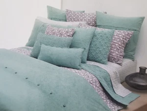 DKNY Pure Block Print Harmony Quilted Euro Pillow Sham $125 NIP - Picture 1 of 11