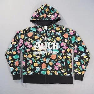 Disney Alice In Wonderland Hoodie Womens Large Black Full Zip Sweatshirt Graphic - Picture 1 of 11