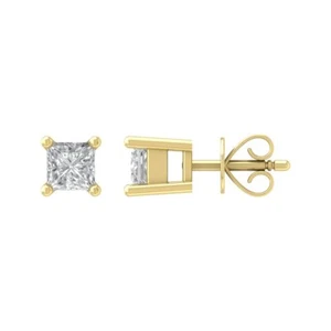 Lab Grown Diamond Clarity-VS Stud Earrings 14K Yellow Gold Gift for Women 0.7gm - Picture 1 of 7