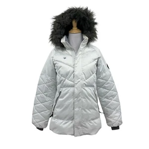 Obermeyer Jacket Girl L 14-16 White Filled Insulated Detachable Faux Fur Hooded - Picture 1 of 16