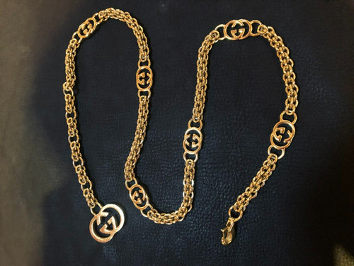 CINTURA GUCCI CATENA AUTENTICA marchio logo vintage oro raro collana GG VECCHIA GUCCI F S G71