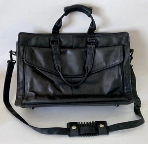 Vintage ? Scully Attache Aktentasche Messenger Bag weiches schwarzes Leder mit Riemen Unisex - Bild 1 von 17