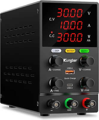 Fuente de Alimentación DC Variable, 30V 10A Conmutación Ajustable Regulada DC Banco Alimentación Foto 1 de 4