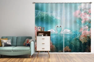 3D Romantic Swan G2082 Photo Blockout Curtain Fabric Window Honey 2023 - Picture 1 of 7