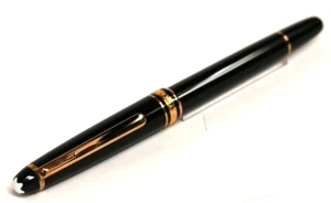 New Montblanc 163 Rollerball Pen Black Resin and Rose Gold Accents 112678 - Picture 1 of 4
