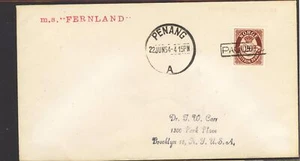 Norway used in Malaya PENANG 20o Posthorn ms FERNLAND Paquebot 1954 - Bild 1 von 1