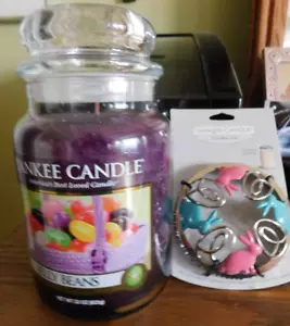 Yankee Candle JELLY BEANS Fruity Candy Grape LARGE JARS 22 oz & Illuma Lid - Picture 1 of 4