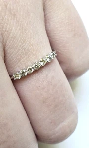 18K Solid White Gold 7 Stone .30 Carats Natural Diamond Ring Sz 6 - Picture 1 of 4
