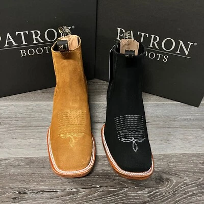 HOMBRE PATRÓN BOTÍN WESTERN MEDIA BOTA AL TOBILLO GAMUZA CUERO PUNTERA CUADRADA SUELA CUERO Foto 1 de 3