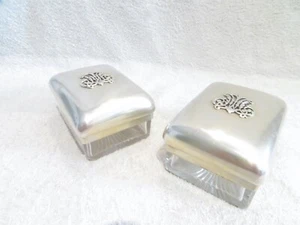 Gorgeous victorian english sterling silver & crystal 2 rectangular boxes London - Picture 1 of 12