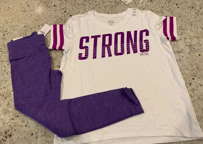Nuevo con etiquetas Conjunto de camiseta de fútbol Justice Positive Message talla 6/7 púrpura legging talla 6 Foto 1 de 3