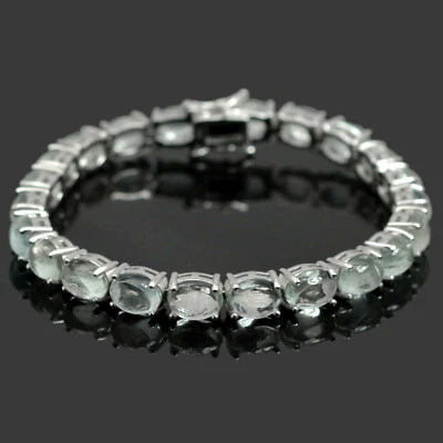 Теннисный браслет ювелирные изделия серебро 925 пробы натуральный аквамарин кабошон - Изображение 1 из 4