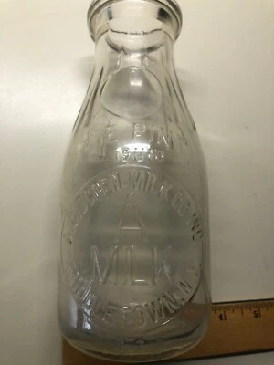 BOTELLA DE VIDRIO RARA A.C. OGDEN MILK CO MIDDLETOWN NY PINTA Foto 1 de 4