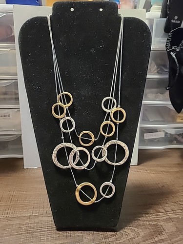 VETEMENTS Collana Chico's tono oro e argento design asimmetrico nuova con etichette