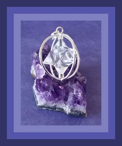 SPINNING  CRYSTAL QUARTZ  MERKABA PENDANT WITH CHAIN, CRYSTAL  MERKABA Pendant - Picture 1 of 4