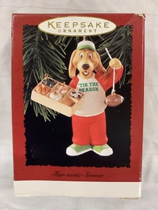 Hallmark 1996 Keepsake Ornament Fan-tastic Season Dog Sports QX5924 NIB - Picture 1 of 6