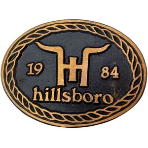 Hillsboro Belt Buckle 1984 Cattle Trailer Trucker Cowboy Kansas Vintage Brass - Picture 1 of 7