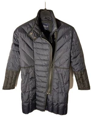 Madewell женщин XS выстеганная вниз пуховик пальто темно-синий и черный - ассиметричный молнии - Изображение 1 из 4