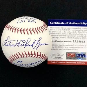 Fred Lynn full name autograph 9-inscription signed Stat MLB Baseball PSA COA - Picture 1 of 5