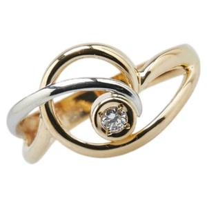 AUTÉNTICO Anillo Anillo K18YG Oro Amarillo/Pt900 Platino #13 (Talla JP) Mujer - Imagen 1 de 6