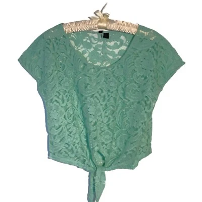 Full Tilt Womens Mint Floral Lace Top Size XS - Image 1 of 3