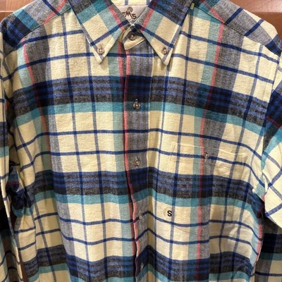 Camisa vintage EMS 100 % algodón franela abotonada para hombre S a cuadros ¡NUEVA CON ETIQUETAS! Foto 1 de 4