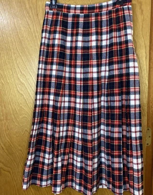 Falda Charter Club vintage para mujer 100 % lana plisada a cuadros longitud media talla 6  Foto 1 de 4