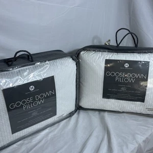 Hotel Collection European White Goose Down Firm Support Standard Pillow The Pair - Picture 1 of 4