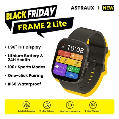 ASTRAUX FRAME 2 Lite Smart Watch 1.96“HD IP68 Bluetooth 5.3 One-click Pairin - Image 1 of 4